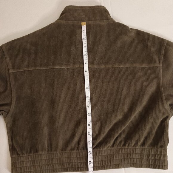 Aerie Olive Green Corduroy Crop Bomber Jacket Women’s Size XS EUC - Picture 10 of 14